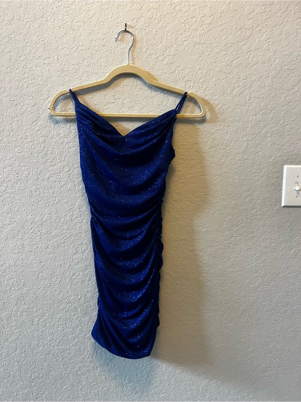 Elegant Royal Blue Ruched Slip Dress
